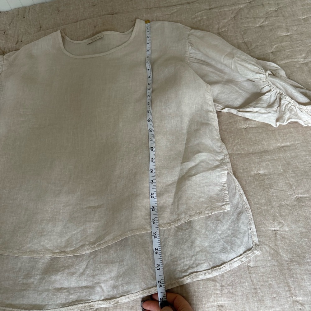 Light Beige Linen Blend Women's Blouse - Relaxed Fit - Picture 9 of 11